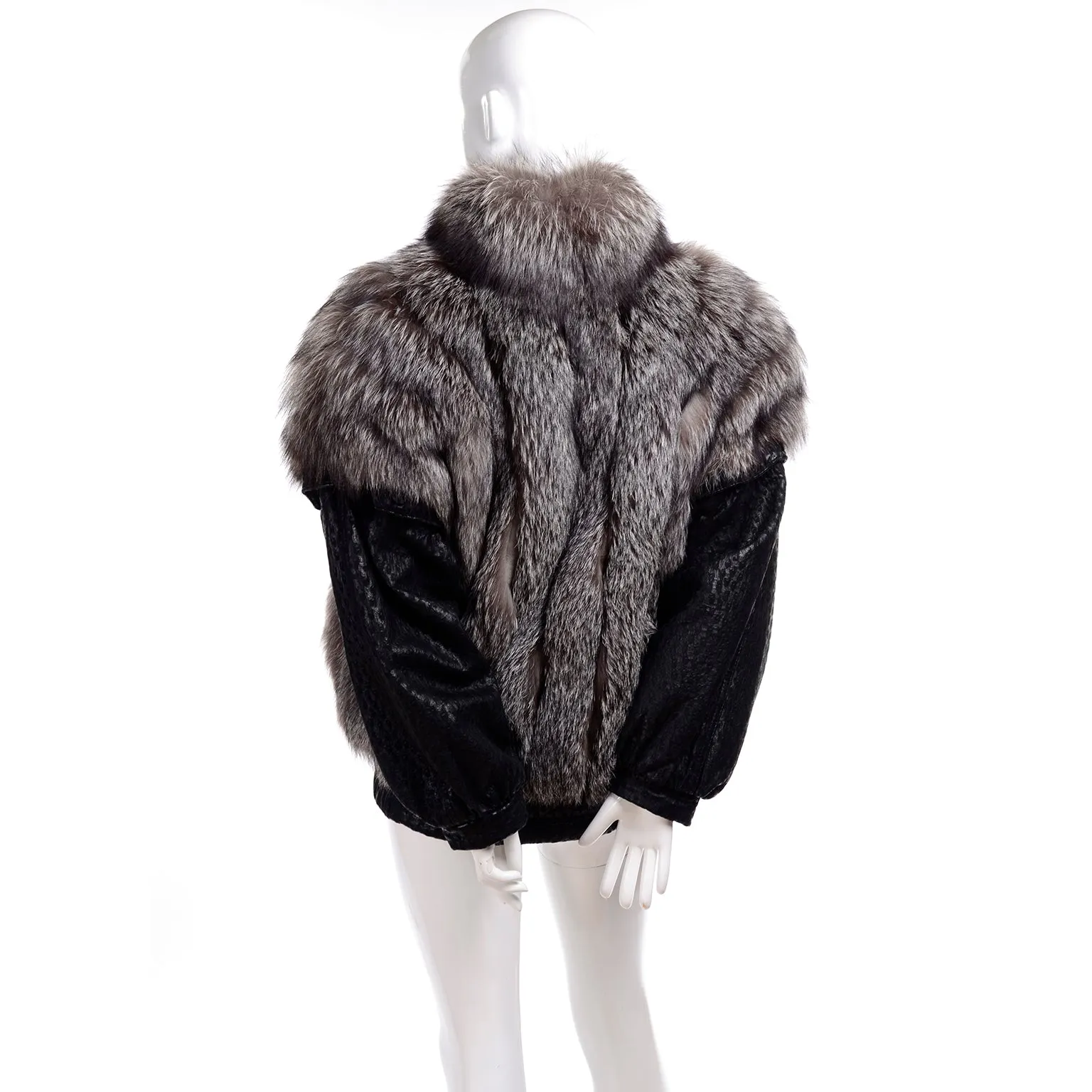 1980s Coat Saga Fox Fur Jacket W Removable Ostrich Leather Sleeves