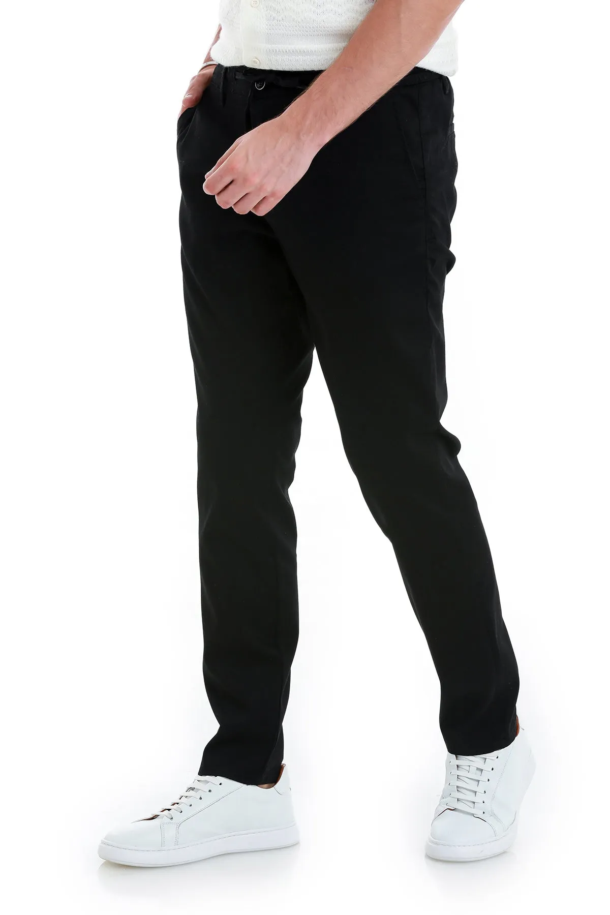 29261024C004 \ 24443 Dynamic Fit Side Pocket High Waist / Unpleated Cotton & Polyester Jogger, Black