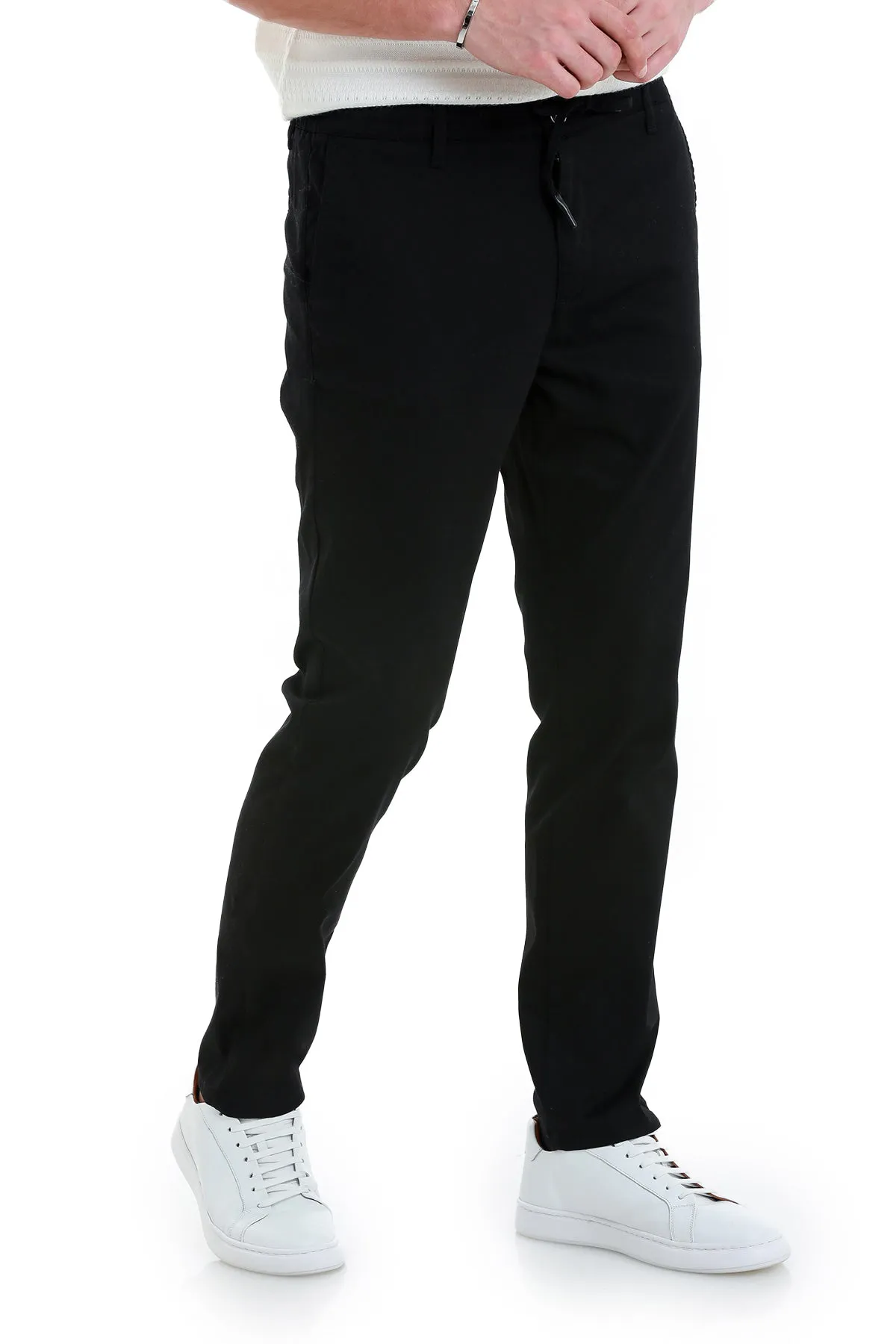 29261024C004 \ 24443 Dynamic Fit Side Pocket High Waist / Unpleated Cotton & Polyester Jogger, Black