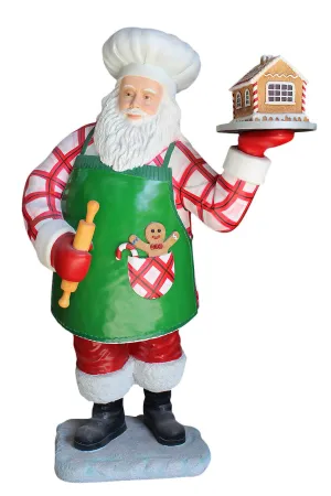 6' Baker Santa Holding Gingerbread House