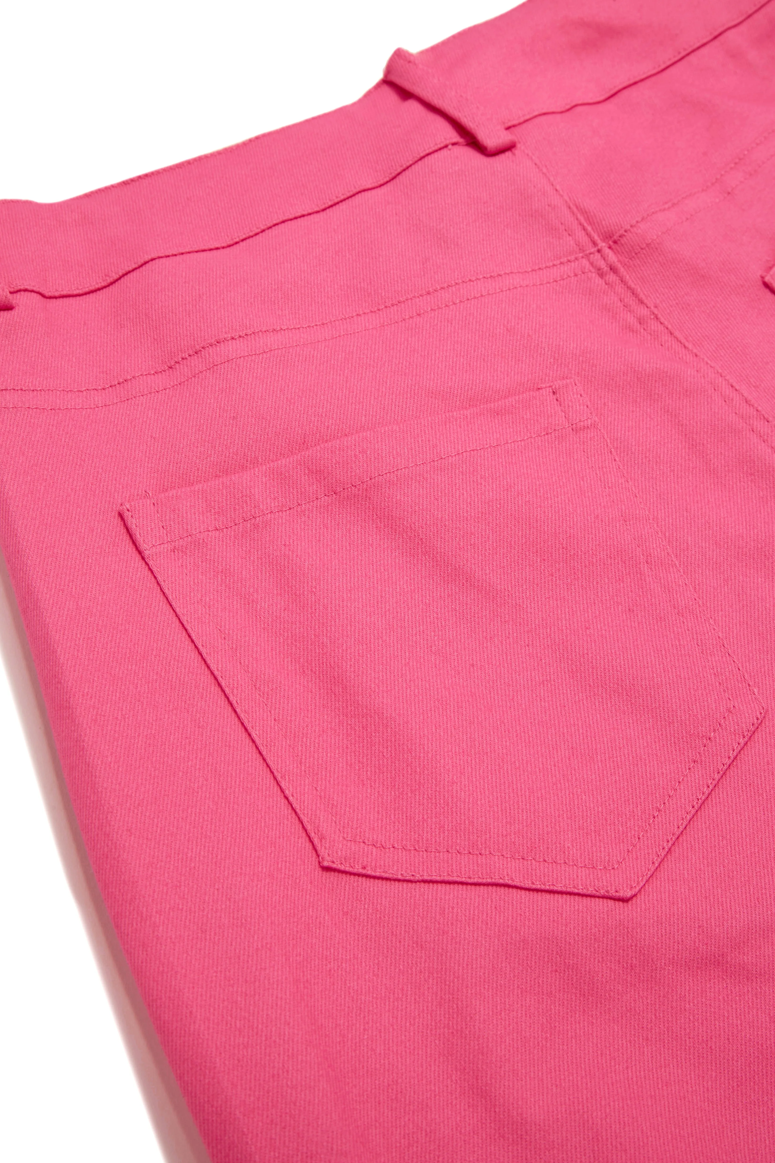 Alania High Waist Denim Cargos - Pink