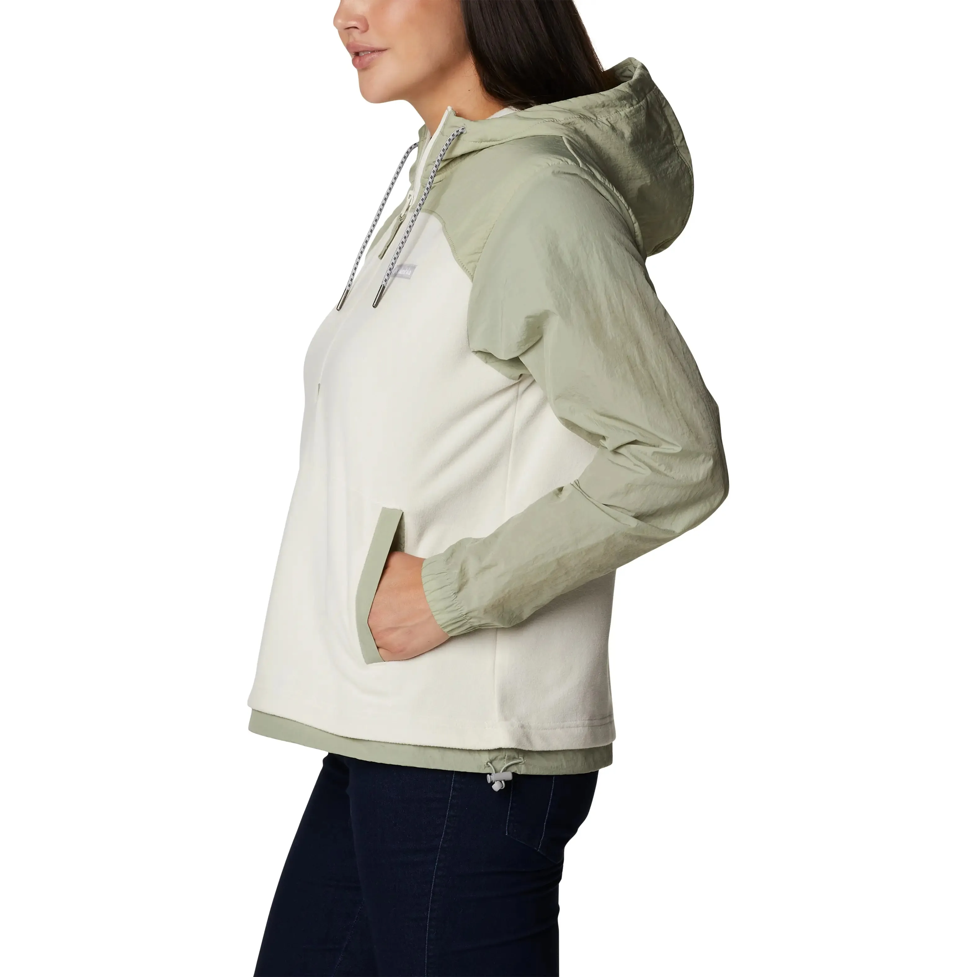 Ali Peak Overlay Fleece Jacket in Chalk & Safari