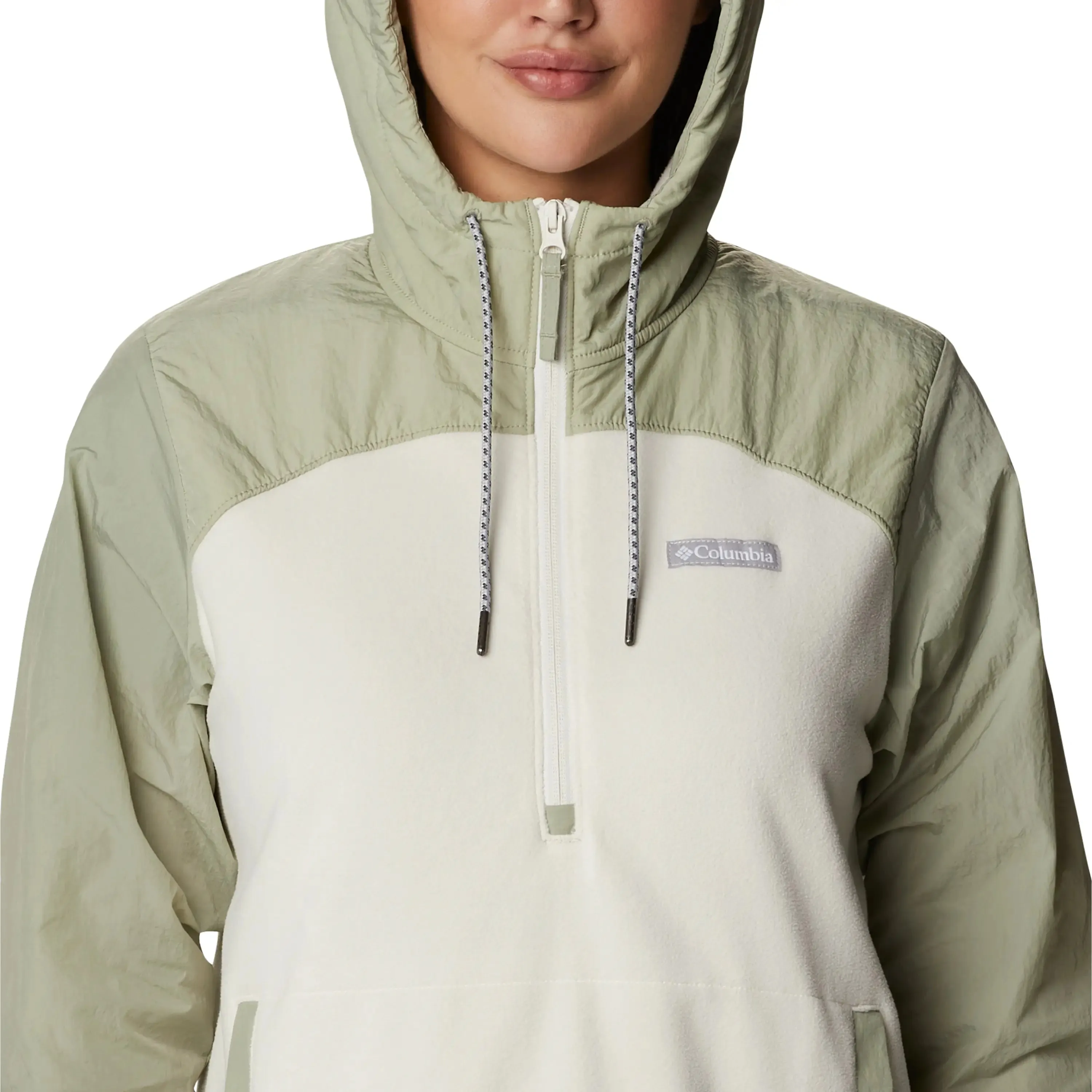 Ali Peak Overlay Fleece Jacket in Chalk & Safari