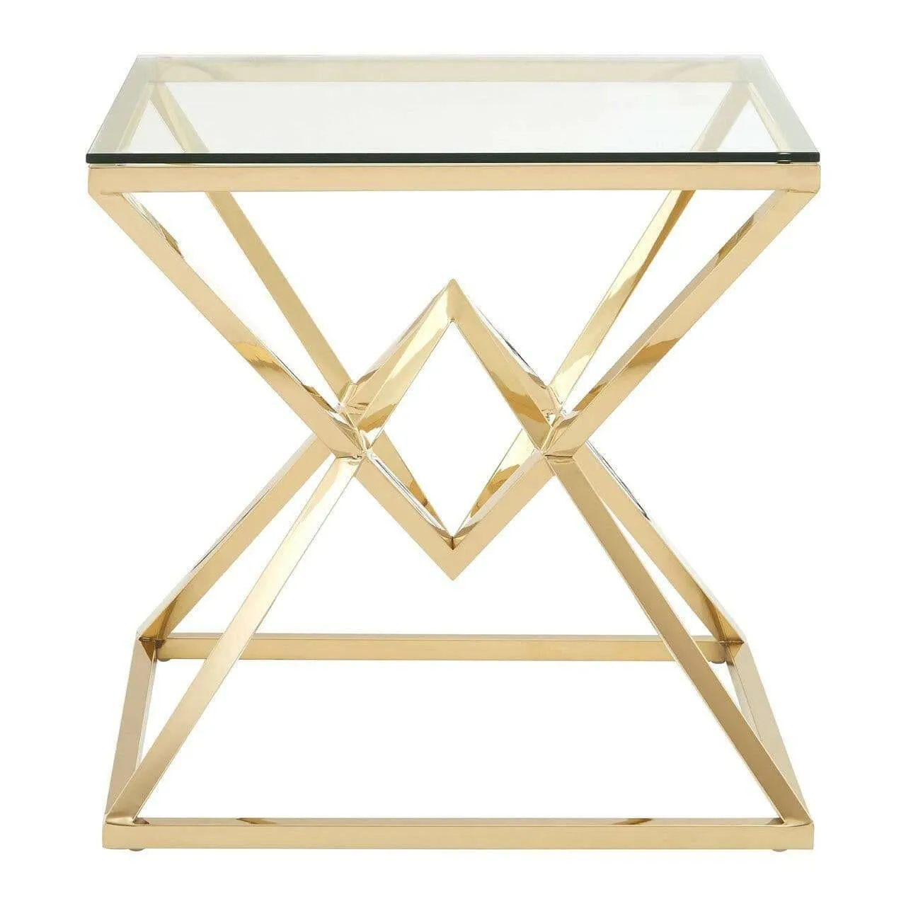 Allez Corseted Square Champagne End Table