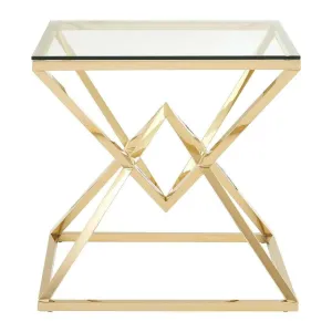 Allez Corseted Square Champagne End Table