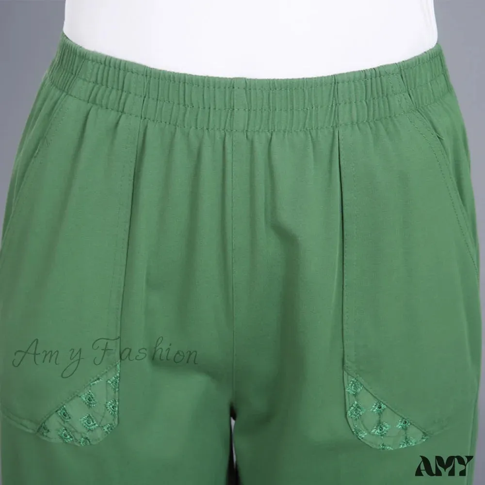 Amy Fashion - Female Breeches High Waist Capris Pants