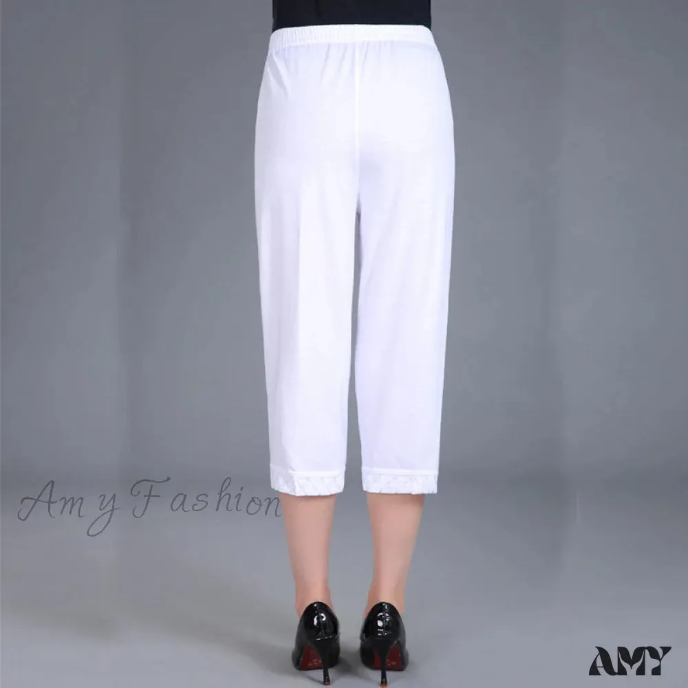 Amy Fashion - Female Breeches High Waist Capris Pants