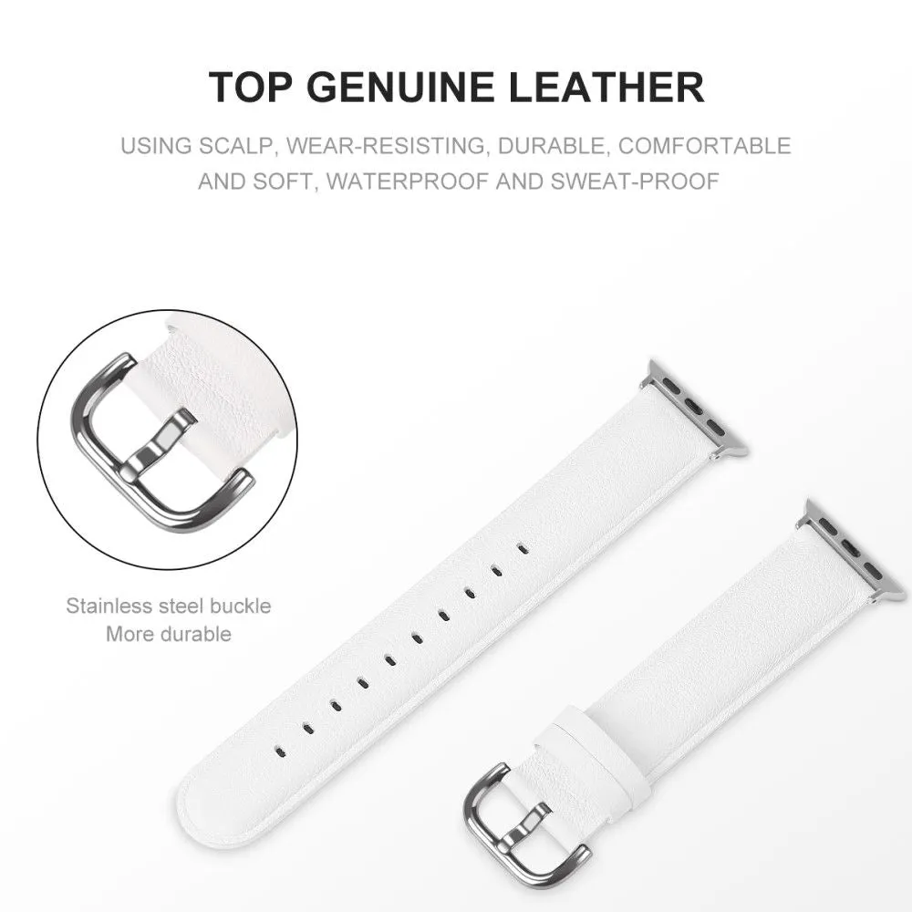 Apple Watch (41mm) cowhide genuine leather watch strap - White