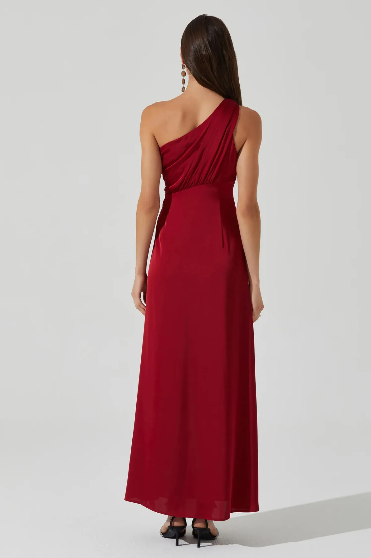 Atoila One Shoulder Satin Maxi Dress