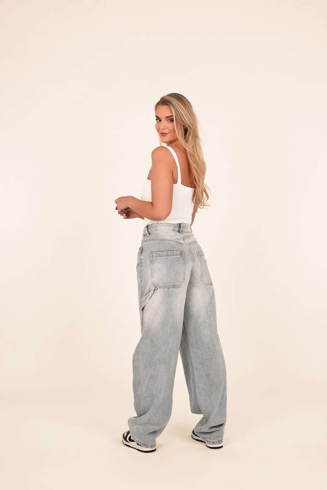 Baggy jeans met twist details licht blauw - Cilou