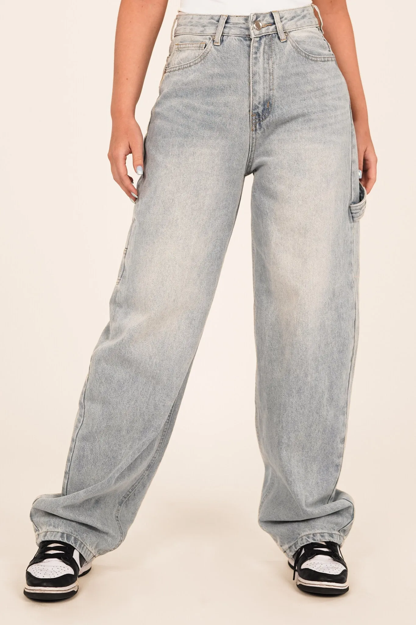 Baggy jeans met twist details licht blauw - Cilou