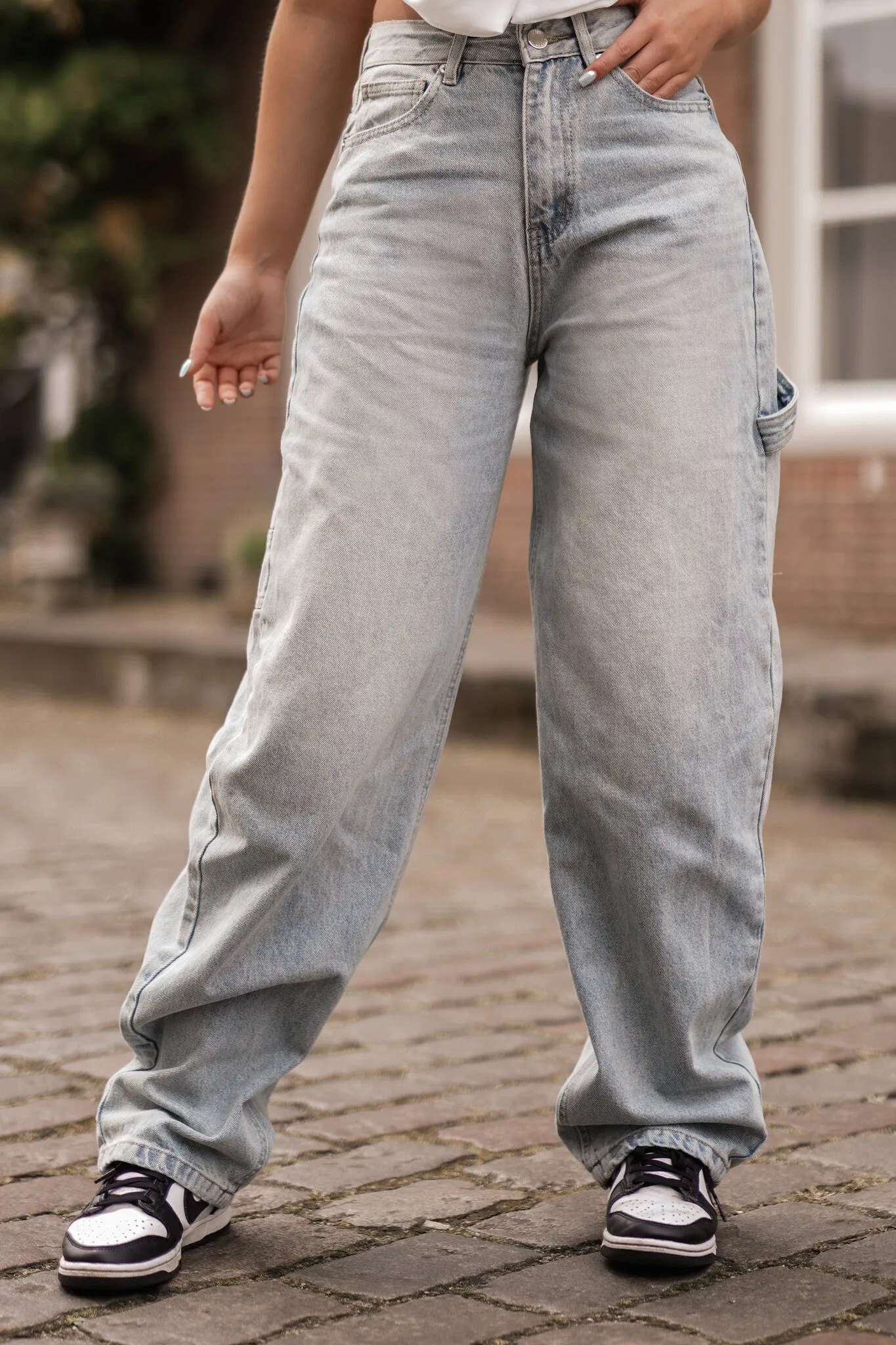 Baggy jeans met twist details licht blauw - Cilou