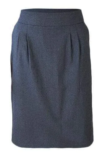 BAMFORD Grey Organic Wool Pleat Front Pencil Skirt (UK 14)