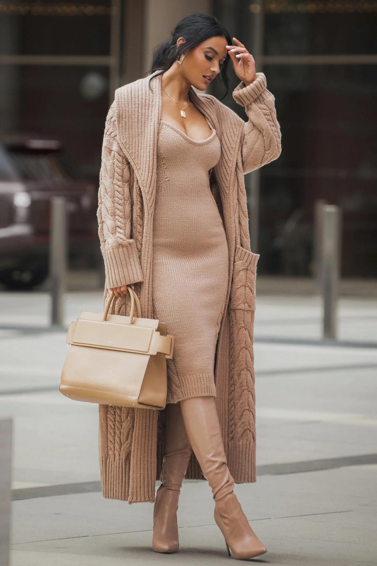 Beige Daria Sweater Knit Dress