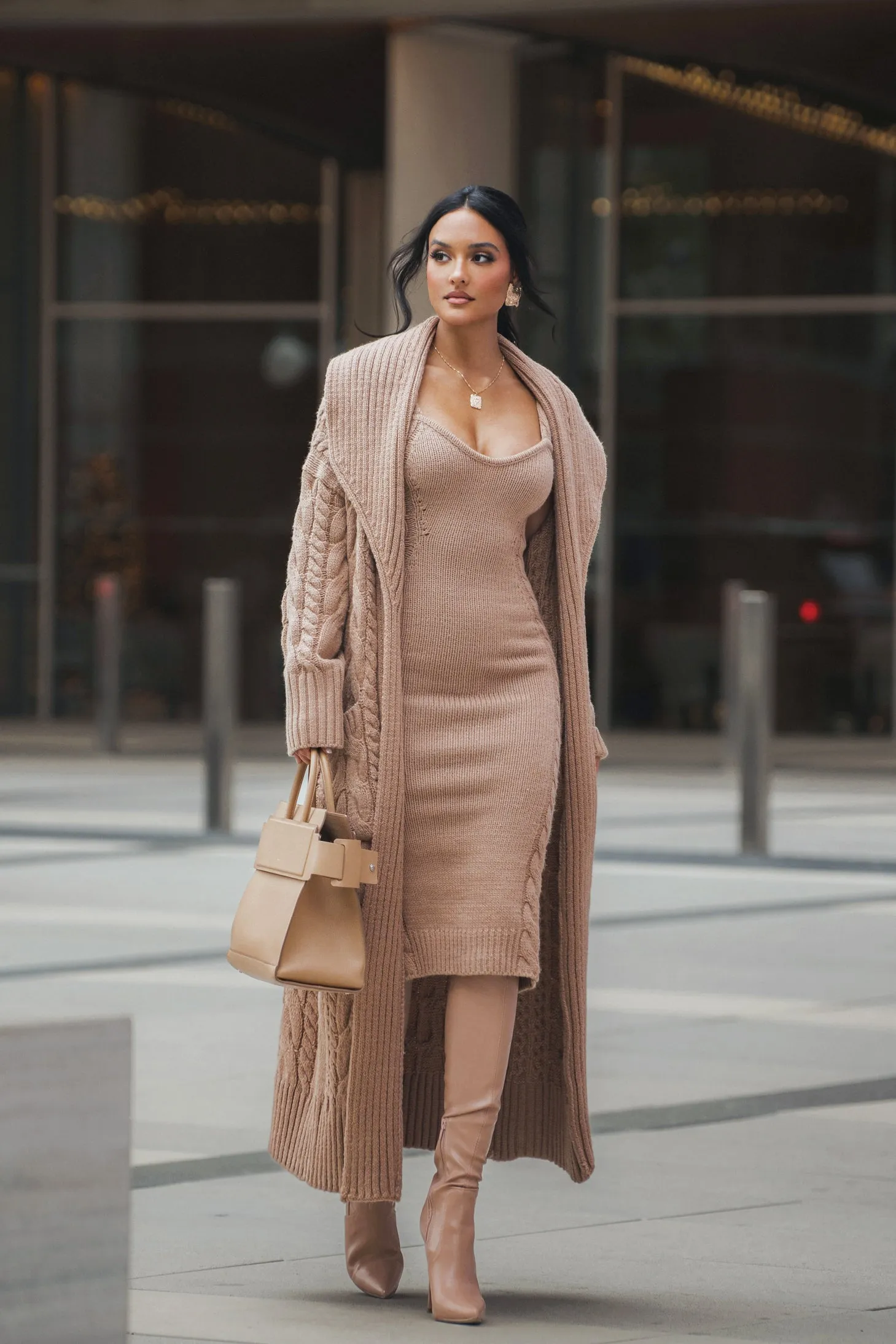 Beige Daria Sweater Knit Dress