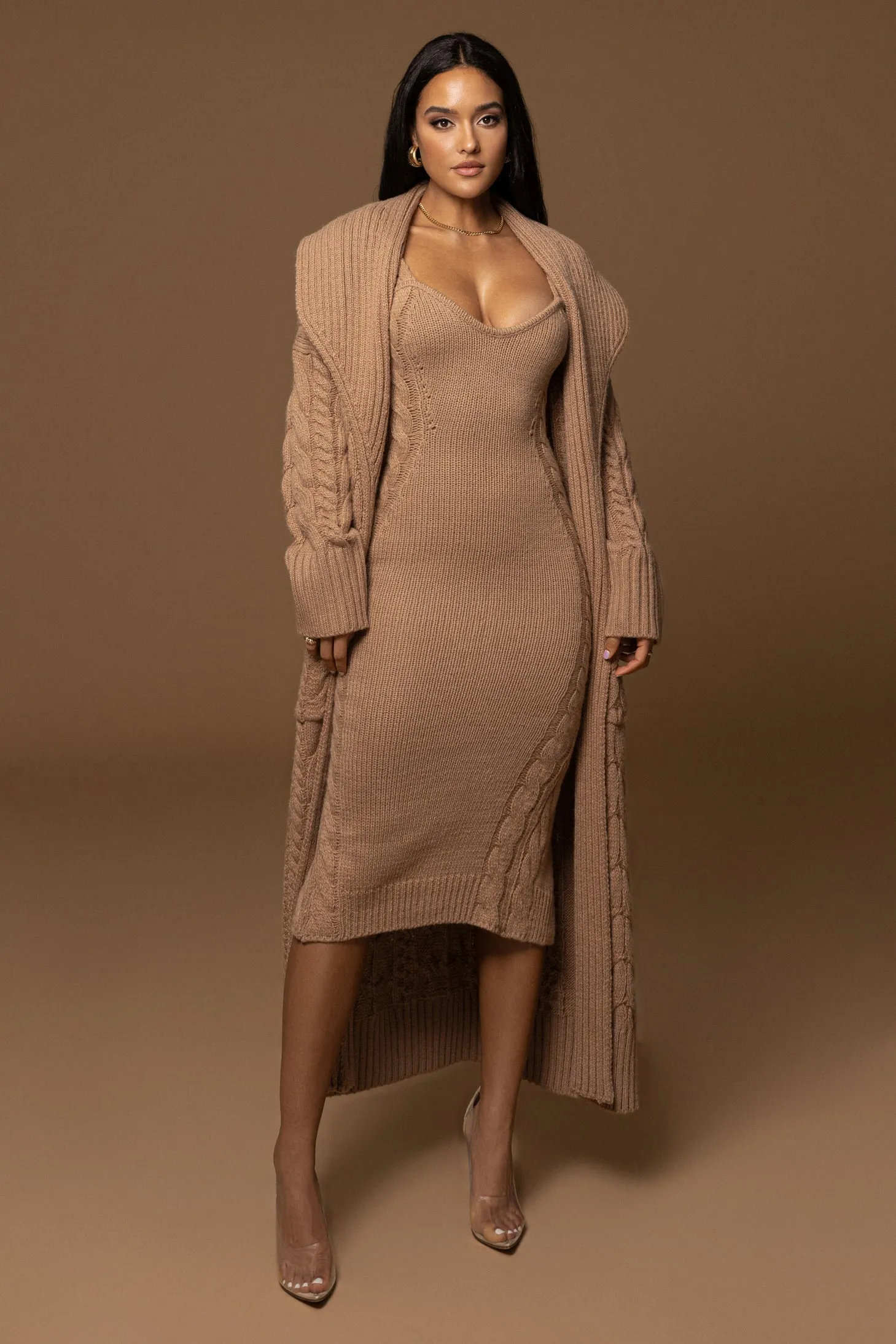 Beige Daria Sweater Knit Dress