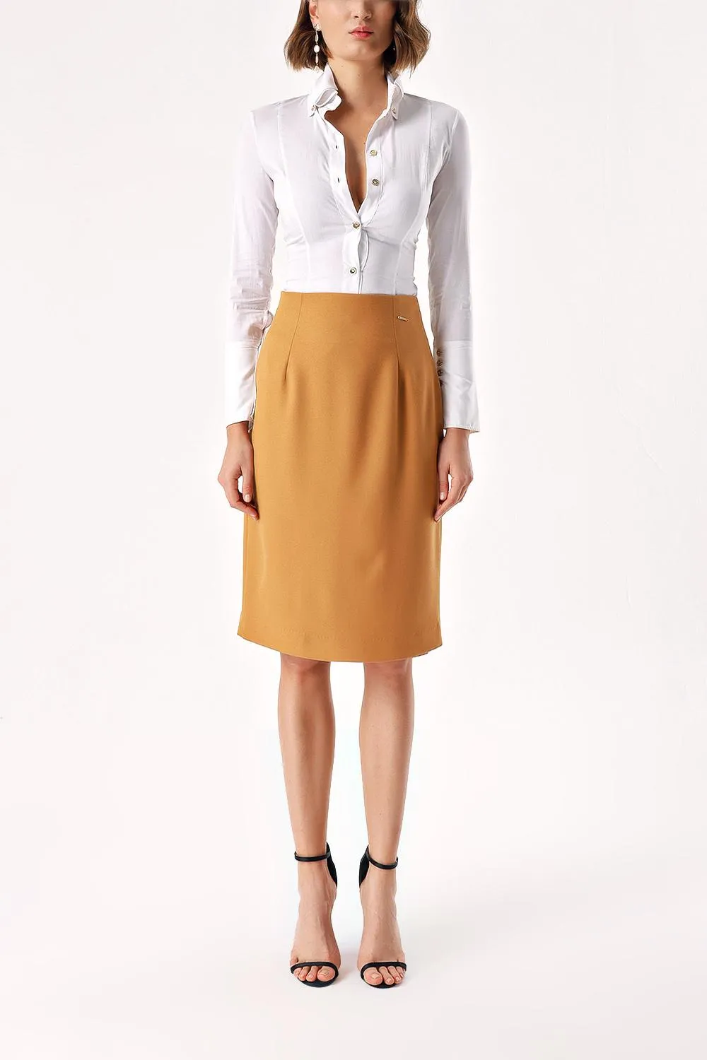 Beige High waist pencil skirt 81279