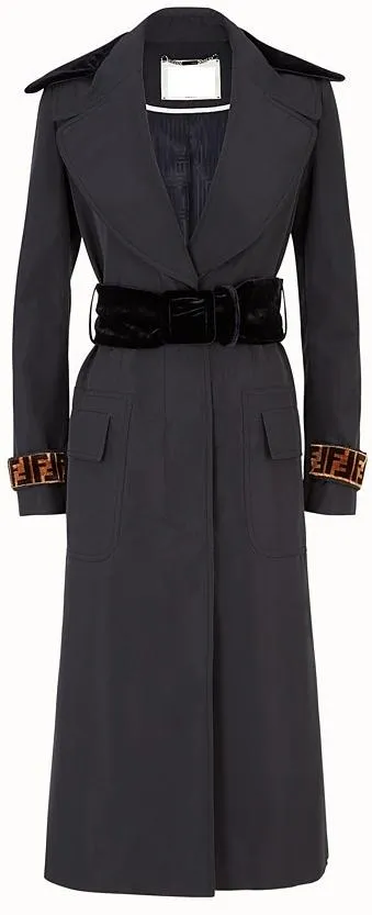 Black Fabric Trench Coat