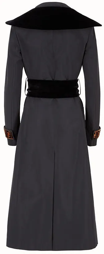 Black Fabric Trench Coat