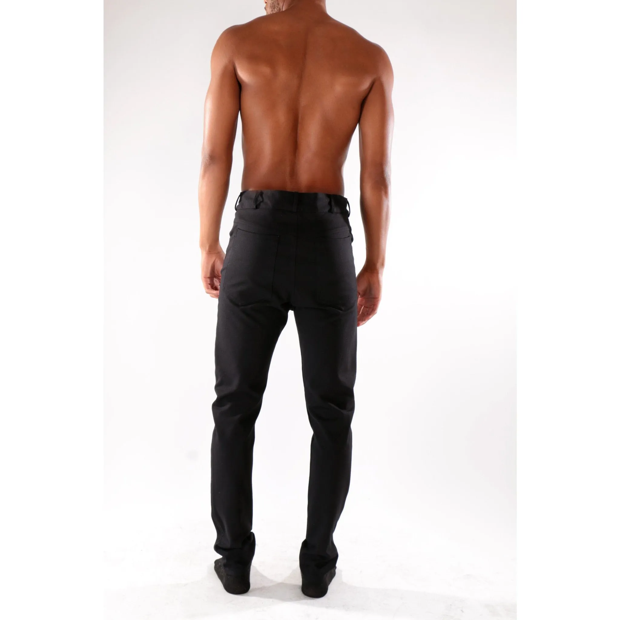 Black high waist fashion trouser with stretch