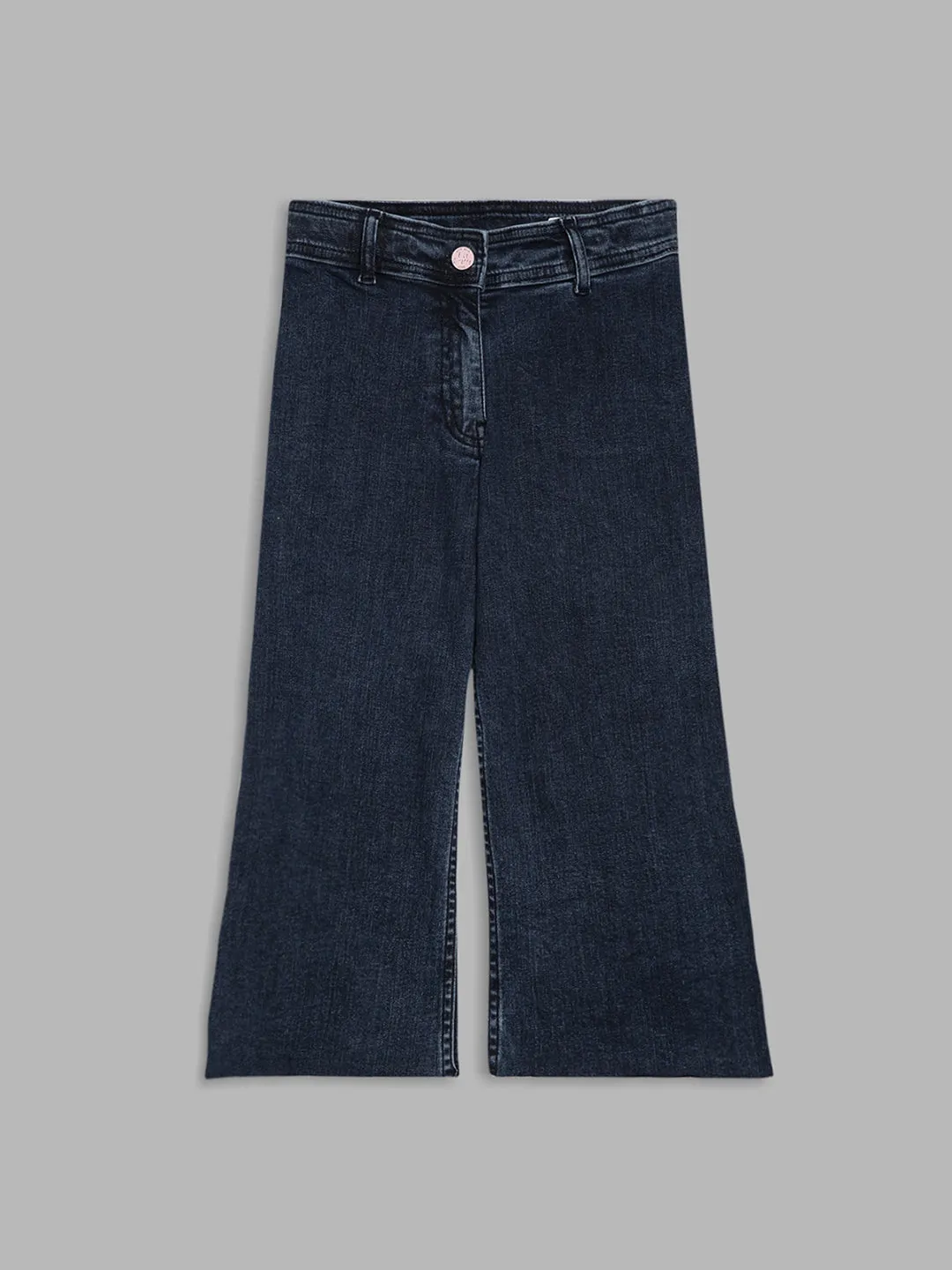 Blue Giraffe Girls Blue Solid Flared Jeans