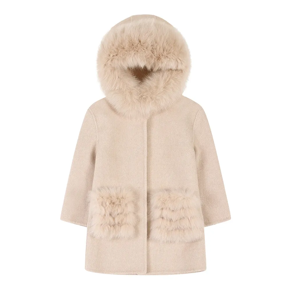 Bobble Babies :: Thea Cashmere Coat With Fur Pocket Nude