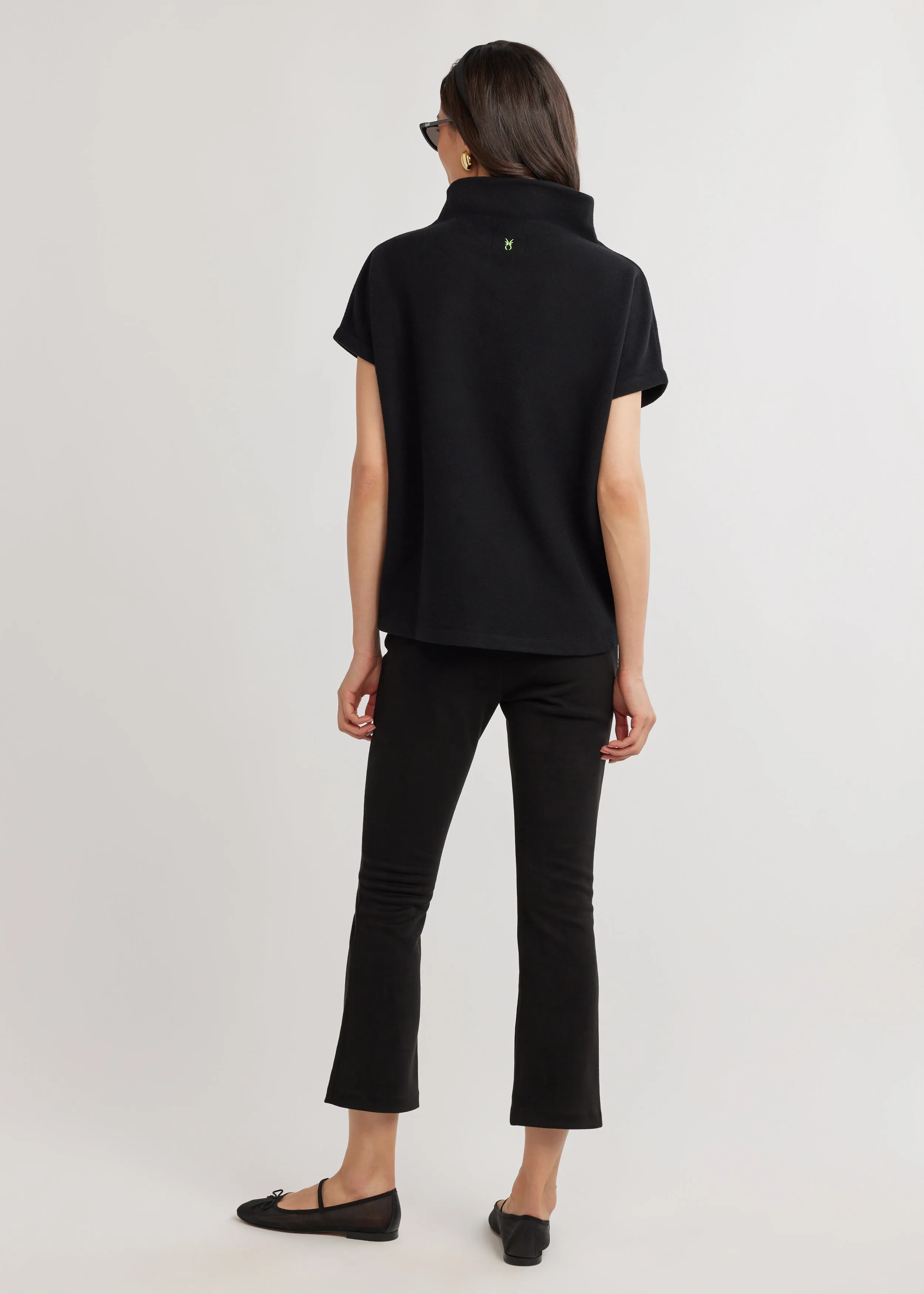 Bowery Mock Neck in Vello Fleece (Black)