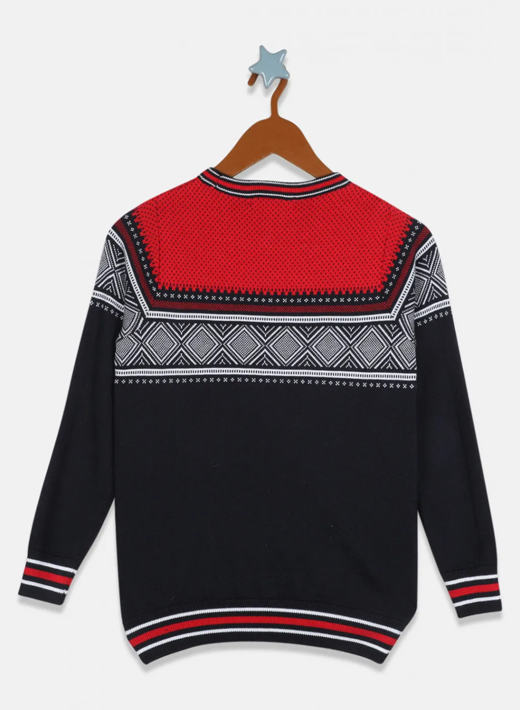 Boys Navy Blue Jaquard Pullover