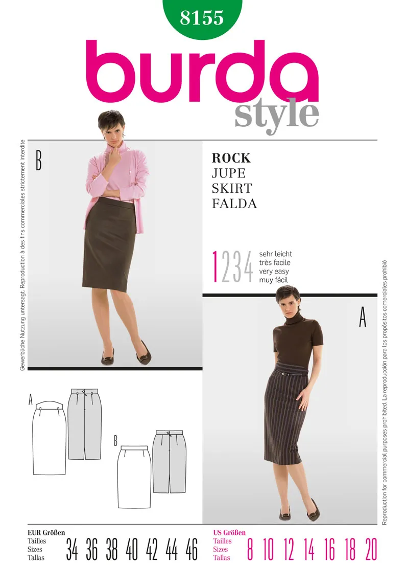 Burda 8155 Pencil Skirt Pattern