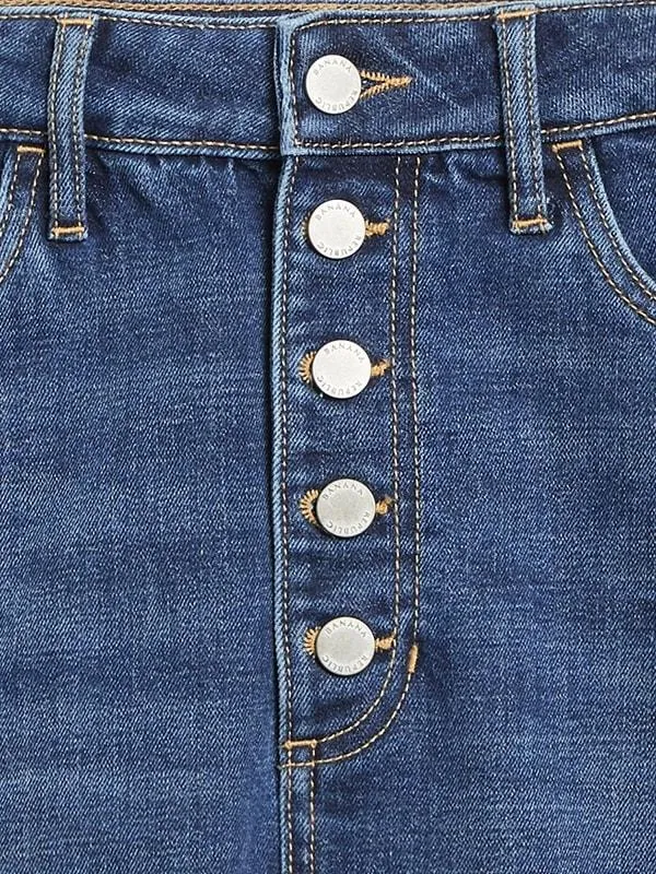 Button-Fly Denim Pencil Skirt in Indigo