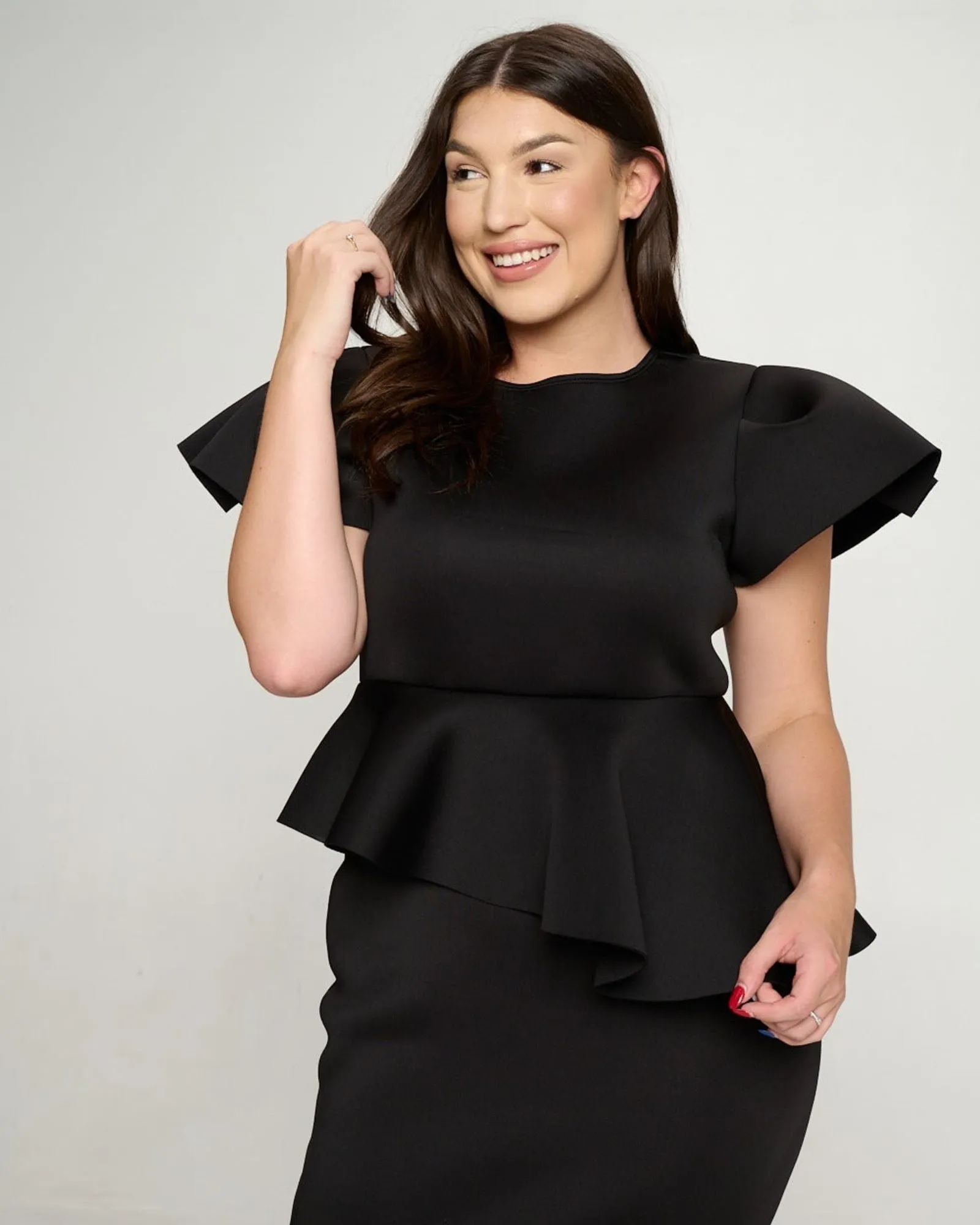 Calista Peplum Dress | Black