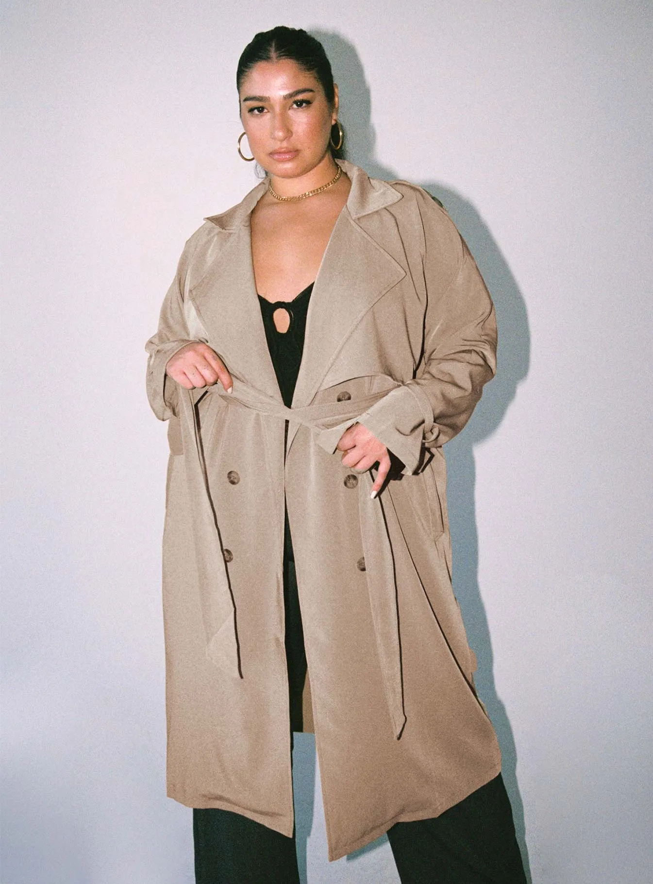 Cassie Trench Coat Beige Curve