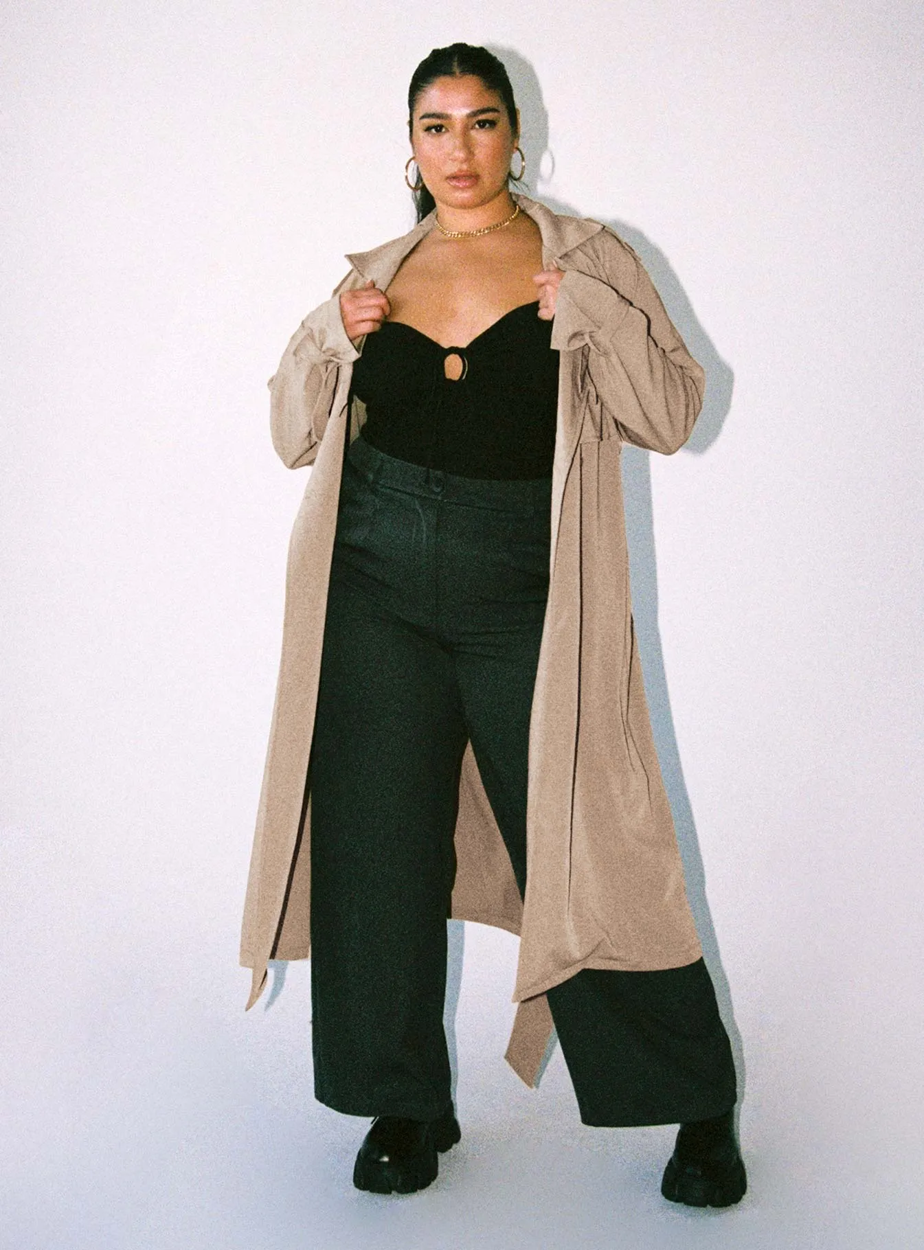 Cassie Trench Coat Beige Curve