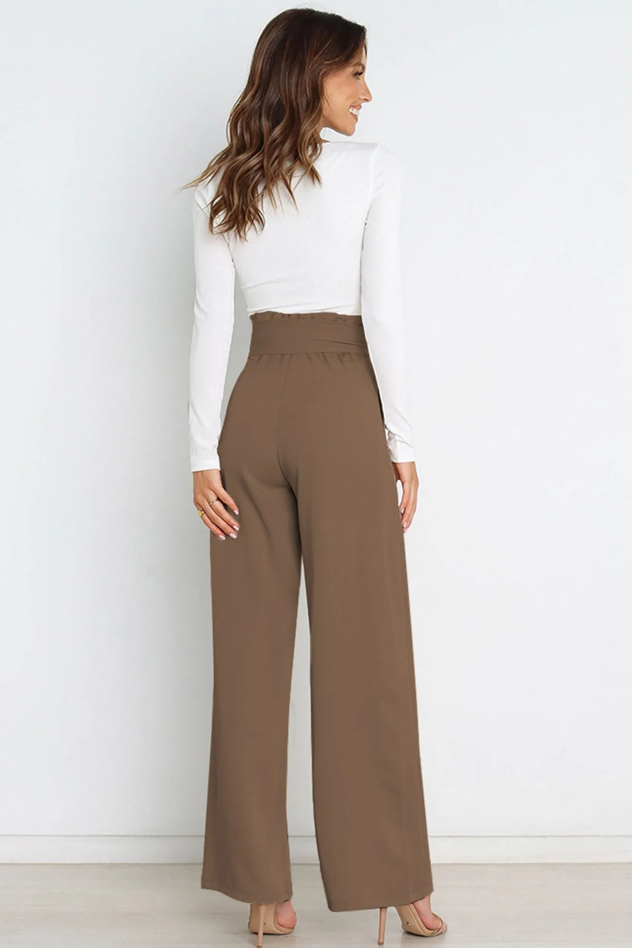 Casual Tie-Front Loose Straight Long Pants