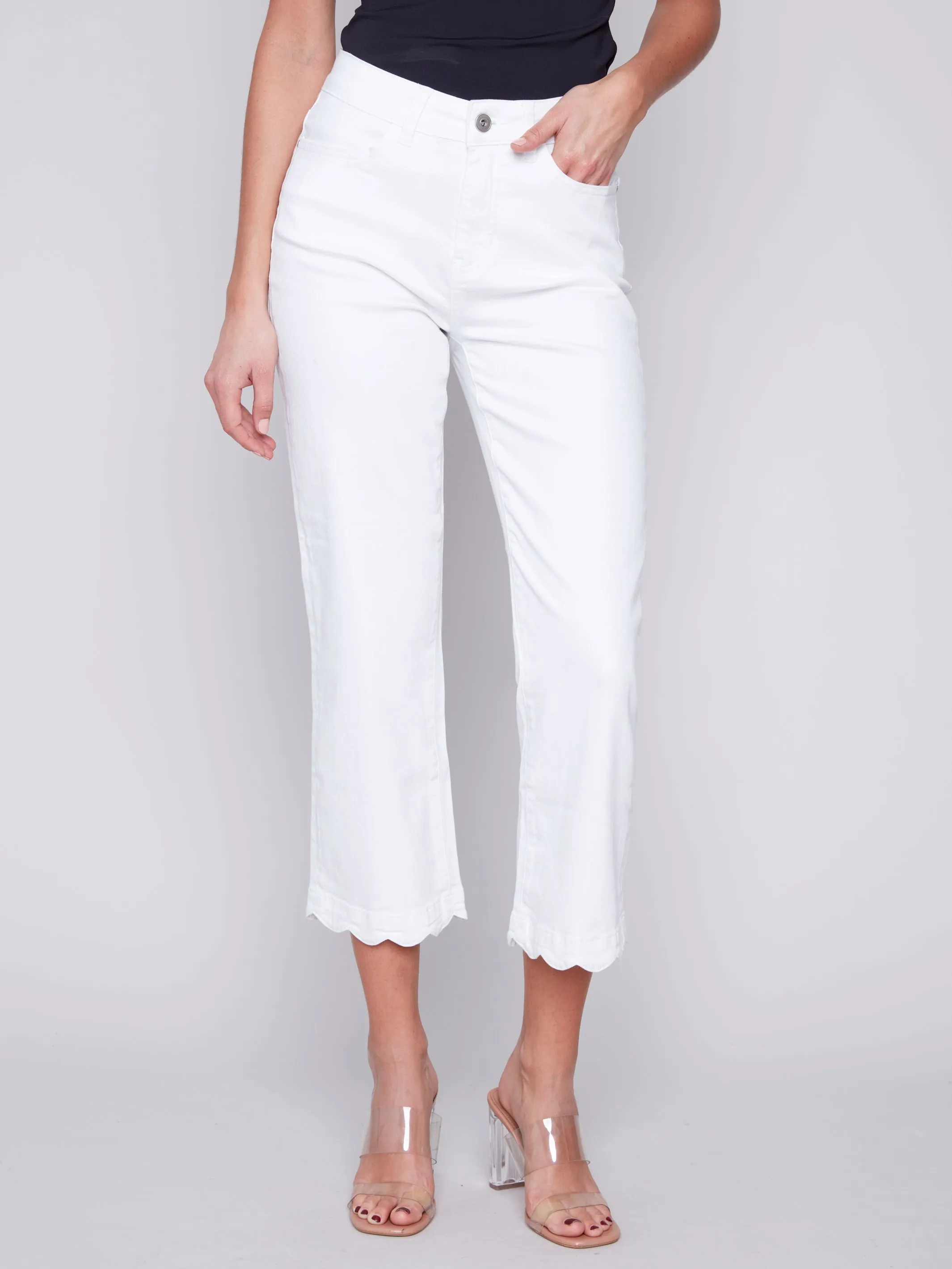 Charlie B Straight Leg Scalloped Hem Jean