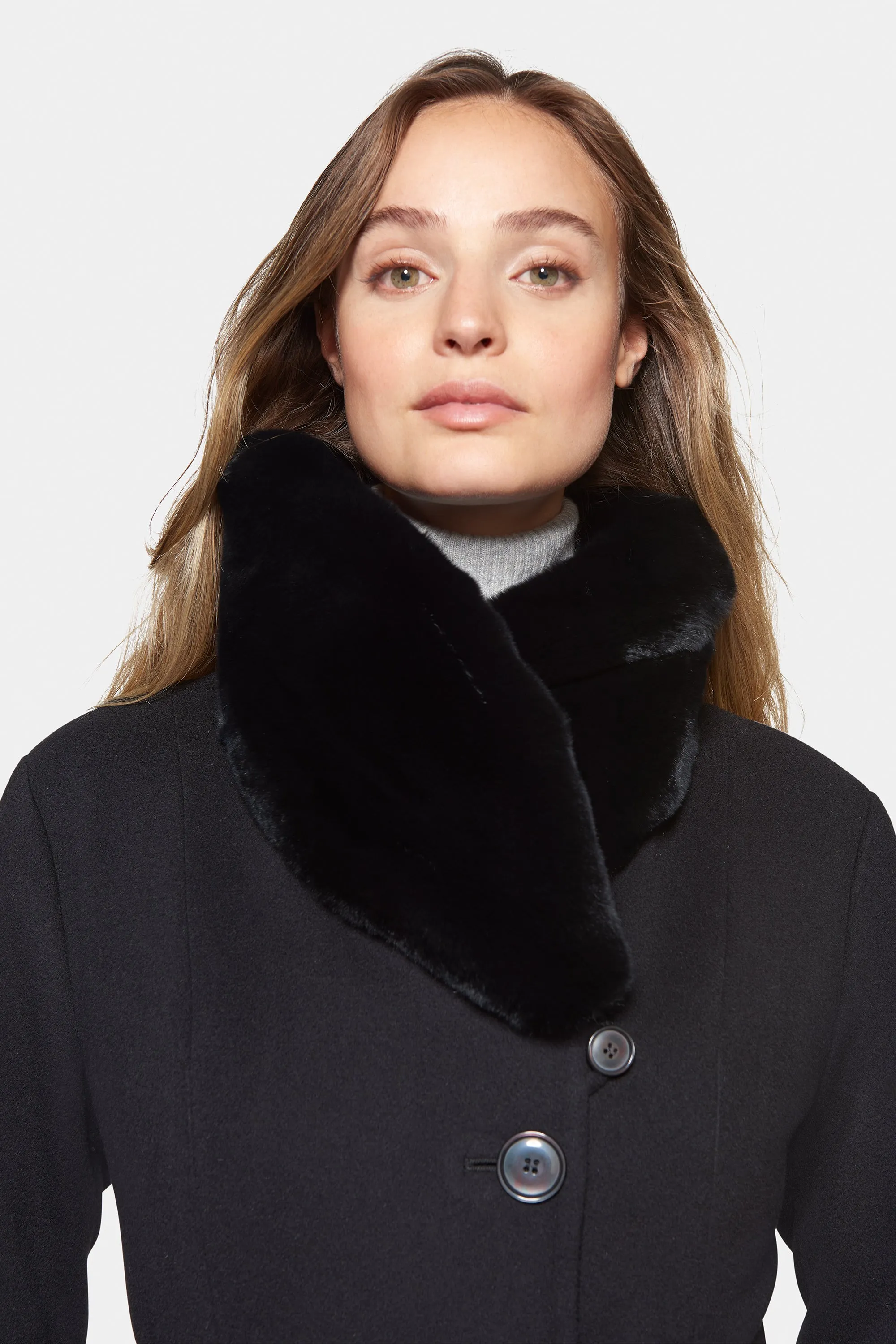 City Coat with Fur, Black