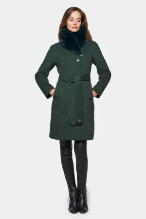 City Coat with Fur, Hunter Green