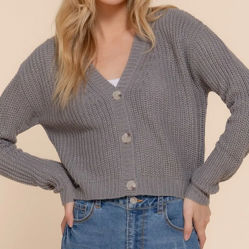 Co-Ed Cutie Cardigan in Grey