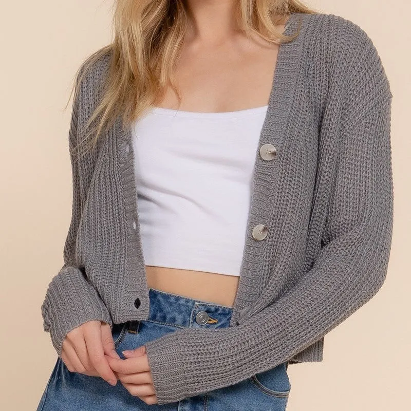 Co-Ed Cutie Cardigan in Grey