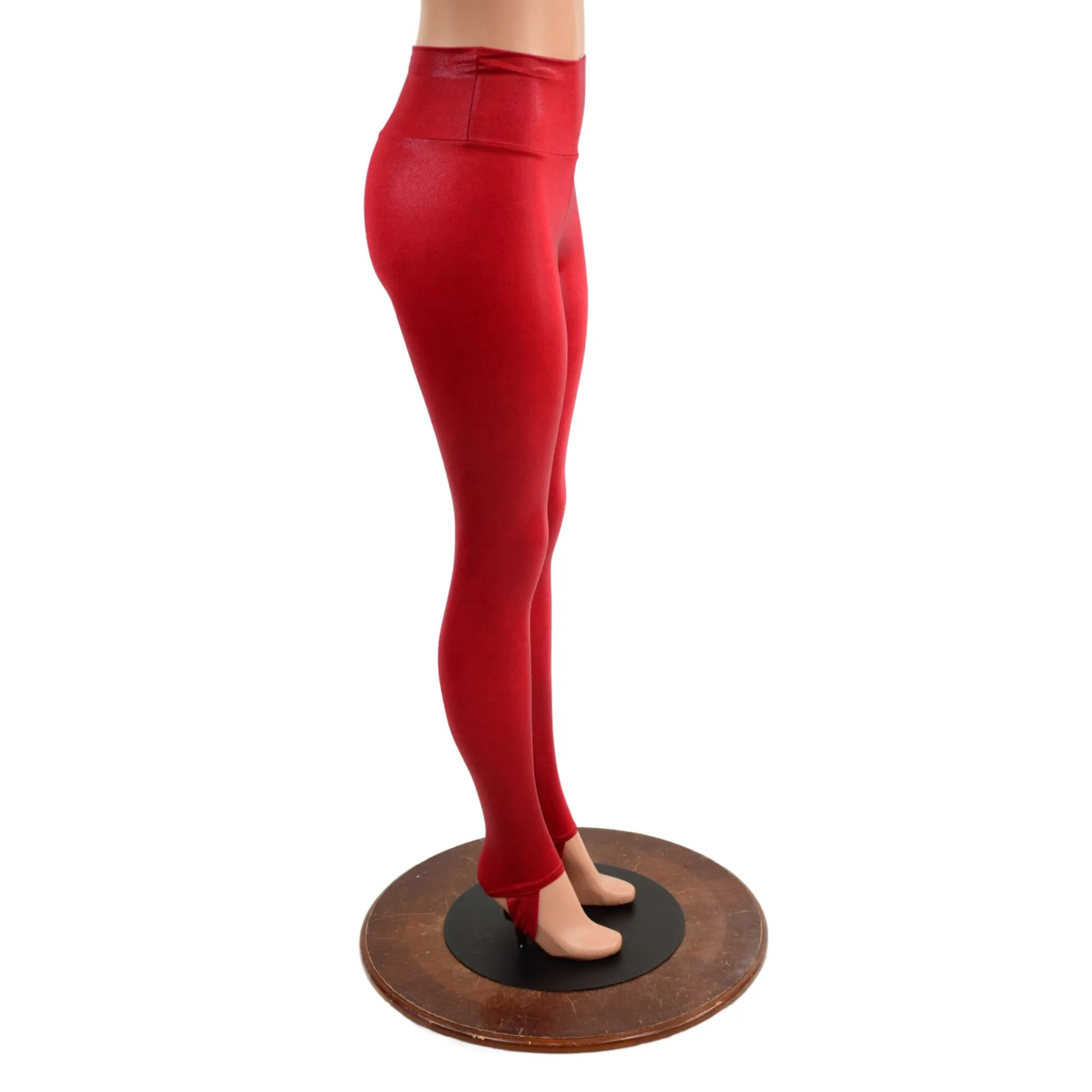 Coagulant Red High Waist Leggings with Stirrups