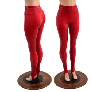 Coagulant Red High Waist Leggings with Stirrups