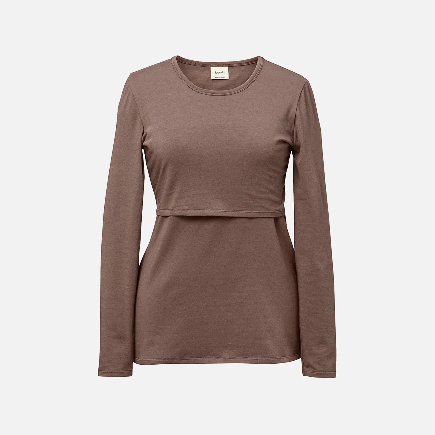 Cotton Maternity Classic LS Top - Dark Taupe