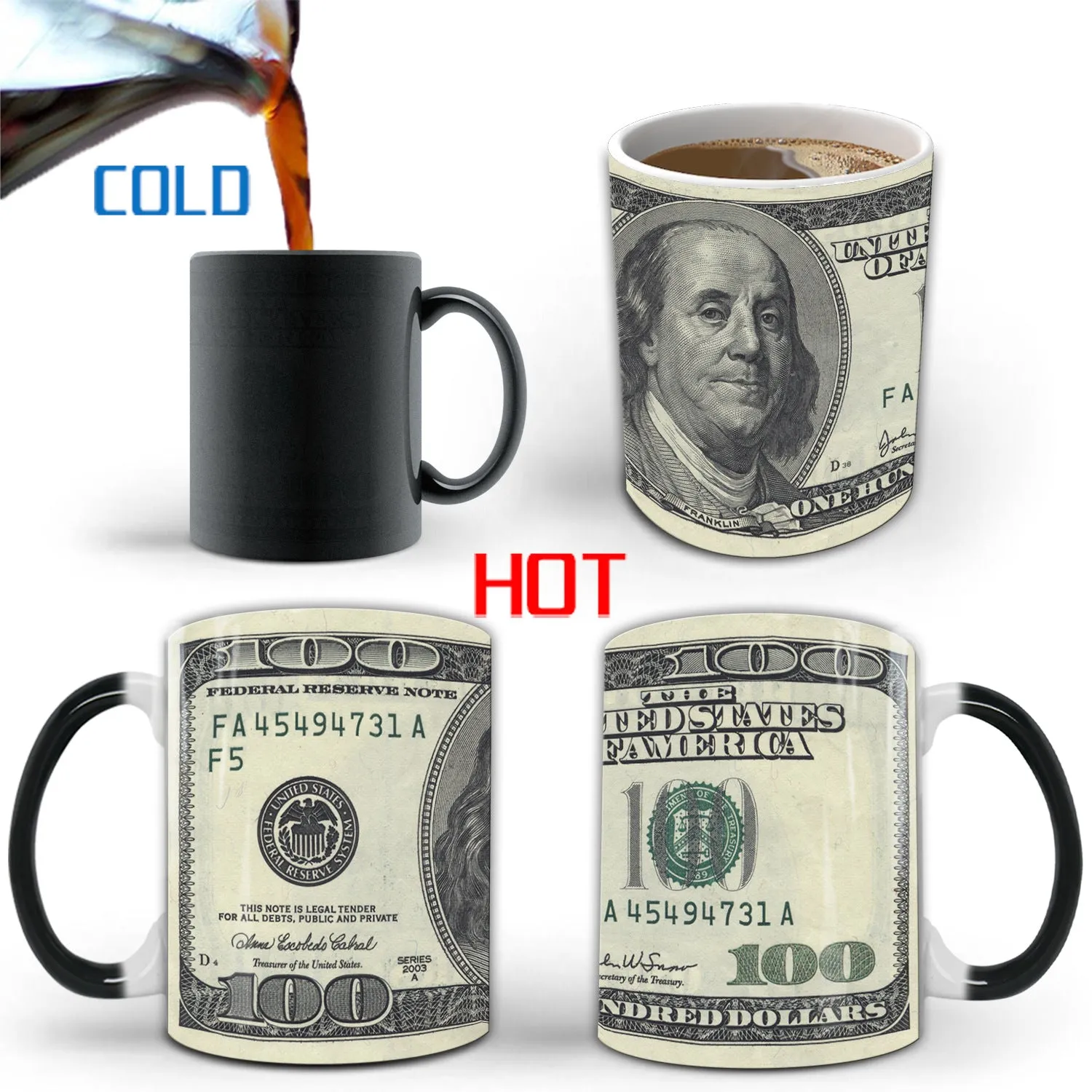 Creative Banknote Color Changing Mug Ceramic