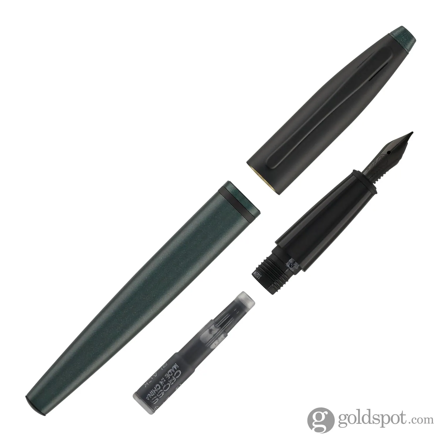 Cross Calais Fountain Pen in Matte Green Lacquer with Black Trim