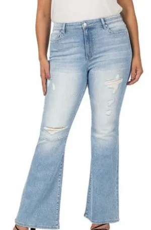 Curvy Girl Zen Flare Distressed Jeans