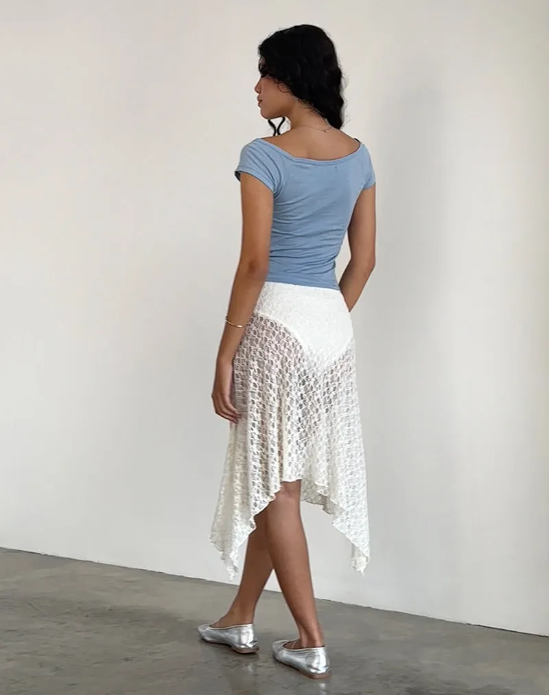 Dendro Midi Skirt in Lace Ivory