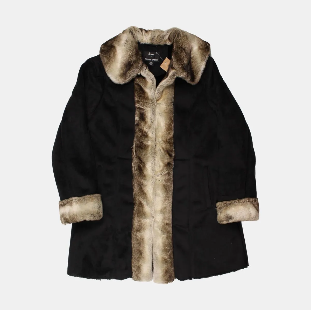 Dennis By Dennis Basso Faux Fur Trim Coat