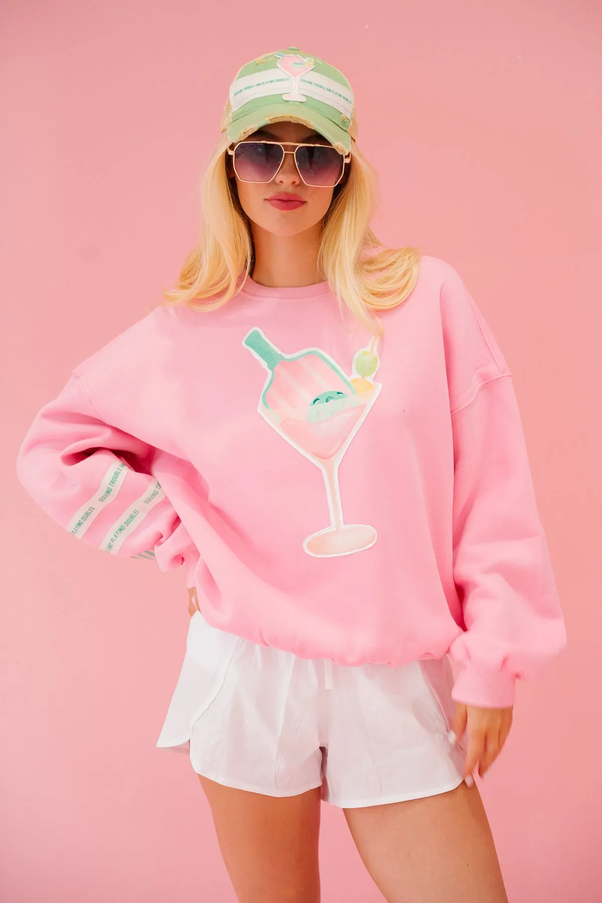 DINKS & DRINKS PINK PULLOVER