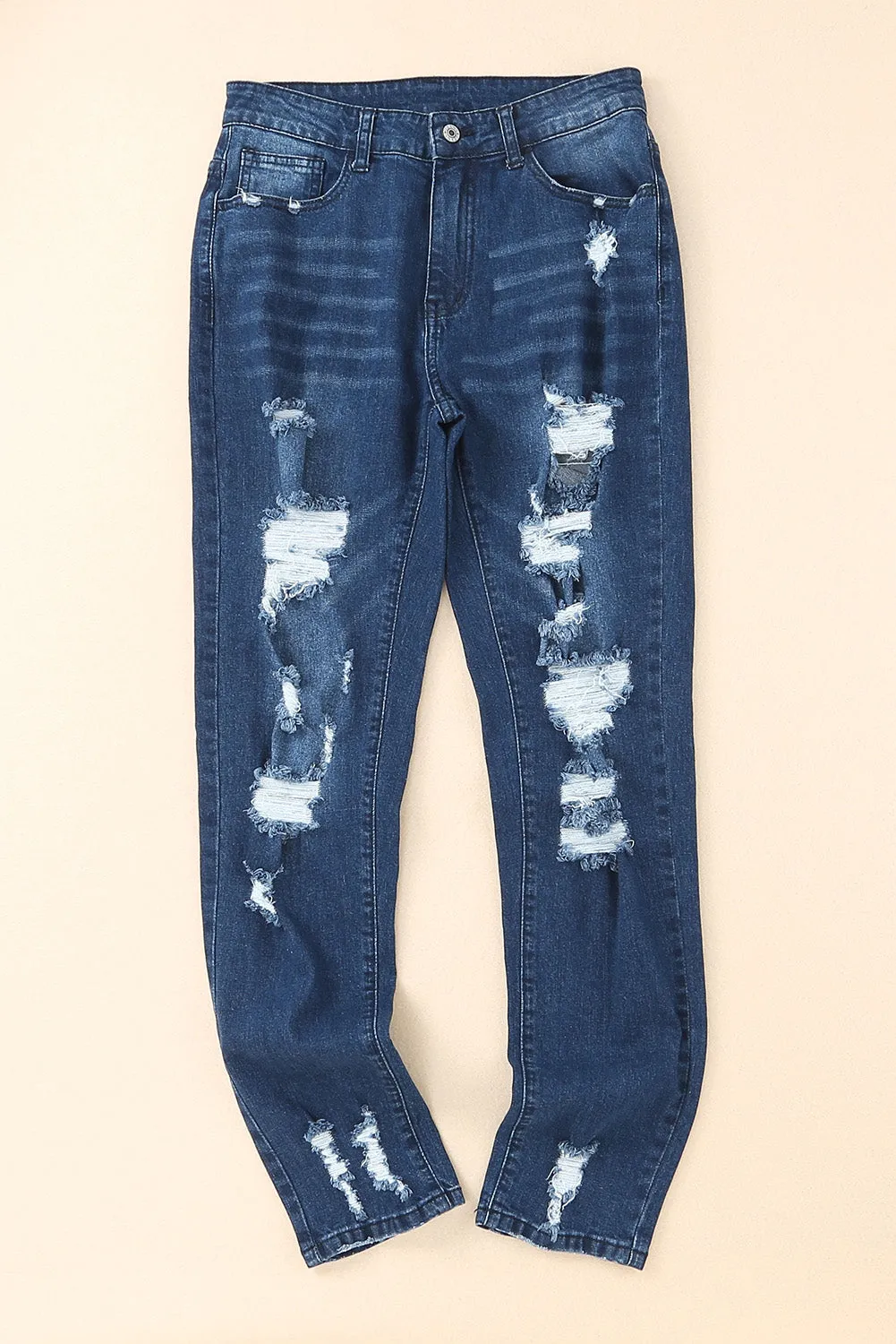 Distressed High Waist Pocket Jeans