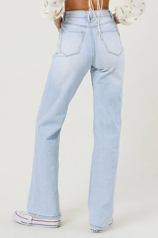 Distressed Wide Leg Jeans